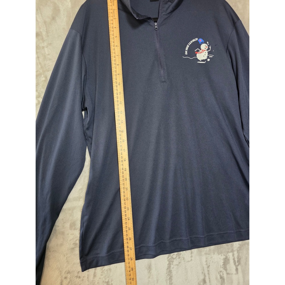 Sport-Tek Mens Navy Blue 1/4 Zip Pullover Oak Ridge 5 & 10 Miler Snowman Large - Picture 7 of 8